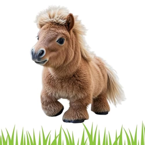 My Realistic Robot Pony, Interactive Pony Realistic Pony Walks, Barks, and Wags Its Tail—Just Like The Real Thing, Interactive Soft Horse Doll Plush Animal, Life Like Robot Pony (Brown) von WANWEN