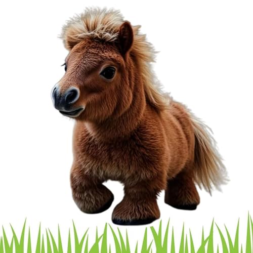 My Realistic Robot Pony, Interactive Pony Realistic Pony Walks, Barks, and Wags Its Tail—Just Like The Real Thing, Interactive Soft Horse Doll Plush Animal, Life Like Robot Pony (Coffee) von WANWEN