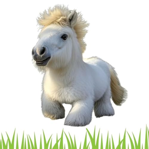 My Realistic Robot Pony, Interactive Pony Realistic Pony Walks, Barks, and Wags Its Tail—Just Like The Real Thing, Interactive Soft Horse Doll Plush Animal, Life Like Robot Pony (White) von WANWEN