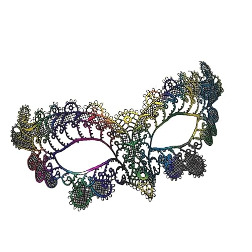 WANYI Masquerade Maske Schwarze Maskenball Maske Damen Elegant Spitzenmaske mit Lang Trägern Lace Augenmaske für Maskerade, Bühnenaufführung, Karneval, Halloween(Bunt) von WANYI