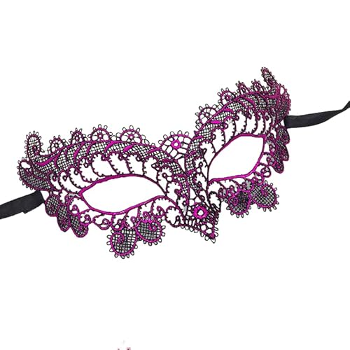 WANYI Masquerade Maske Schwarze Maskenball Maske Damen Elegant Spitzenmaske mit Lang Trägern Lace Augenmaske für Maskerade, Bühnenaufführung, Karneval, Halloween(Violett) von WANYI
