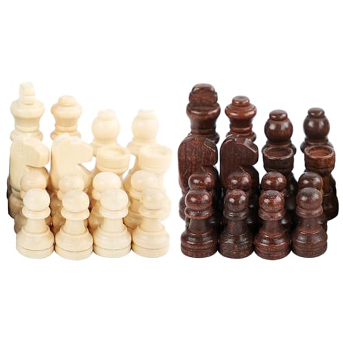 WATERBELINE 32 Stück Holz Schachfiguren Schachfiguren Turnier Schachfiguren Aus Holz Handgeschnitzte Figur Tragbare Schachfiguren Aus Holz Handgeschnitzte Figur von WATERBELINE
