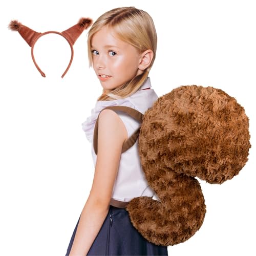 WATERBELINE Eichhörnchen Kostüm Set Eichhörnchen Ohren Stirnband Mit Eichhörnchen Schwanz Halloween Kostüm Party Lieferungen Jungen Mädchen von WATERBELINE