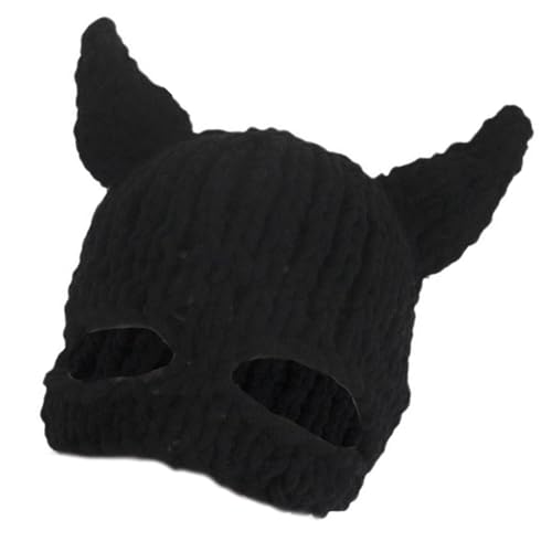 WATERBELINE Halber Gesichtshut für Damen und Herren, modisch, gestrickt, Hornmütze, Winter, warm, winddicht, Maskeraden, Party-Requisiten, Kopfbedeckung WATERBELINE Halber Gesichtshut für Damen und Herren, modisch, gestrickt, Hornmütze, Winter, warm, winddicht, Maskeraden, Party-Requisiten, Kopfbedeckung von WATERBELINE