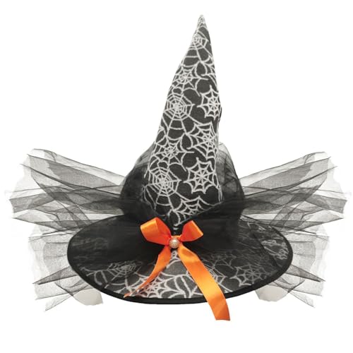 WATERBELINE Halloween-Hexenhut für Kinder und Erwachsene, Halloween-Party, Cosplay, Kostüm, Requisiten, Tüll, Hexenhut für Halloween-Party WATERBELINE Halloween-Hexenhut für Kinder und Erwachsene, Halloween-Party, Cosplay, Kostüm, Requisiten, Tüll, Hexenhut für Halloween-Party von WATERBELINE