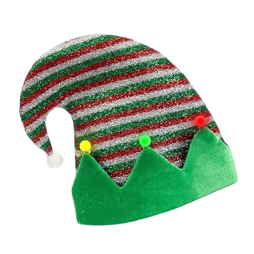 WATERBELINE Hut, fröhliche Elfenmütze mit Pompons, Unisex-Kappen, Hut, Weihnachts-Kopfbedeckung, Baggy-Mütze, Slouch-Mütze, schelmische Elfen von WATERBELINE