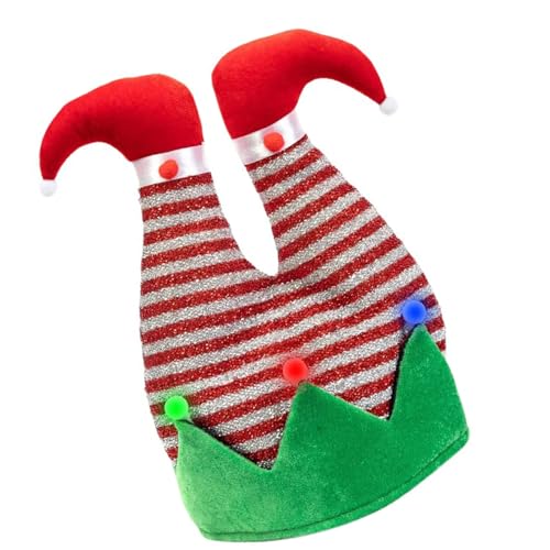 WATERBELINE Hut, fröhliche Elfenmütze mit Pompons, Unisex-Kappen, Hut, Weihnachts-Kopfbedeckung, Baggy-Mütze, Slouch-Mütze, schelmische Elfen von WATERBELINE