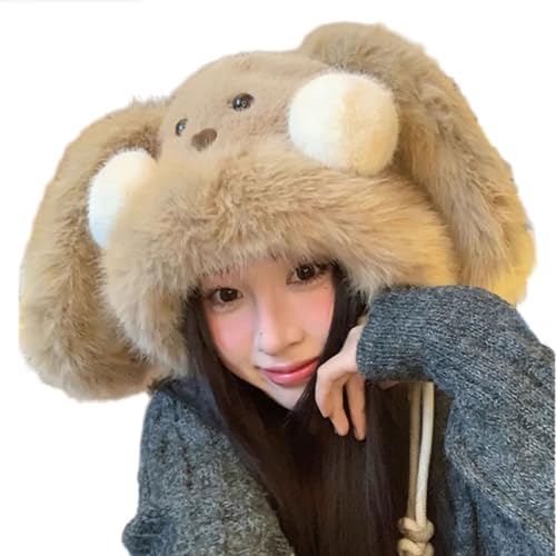 WATERBELINE Mütze, pelziger Cartoon-Kopfbedeckung mit Rouge für Millennial-Cosplay, pelziger Hut mit Ohren, übergroße Kopfbedeckung für den Winter WATERBELINE Mütze, pelziger Cartoon-Kopfbedeckung mit Rouge für Millennial-Cosplay, pelziger Hut mit Ohren, übergroße Kopfbedeckung für den Winter von WATERBELINE