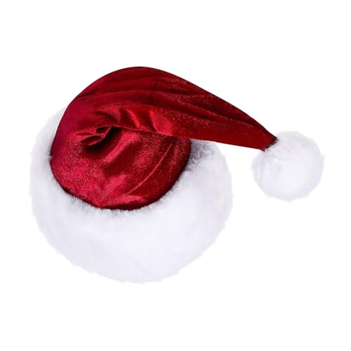 WATERBELINE Mütze, warm, dick, Plüsch-Kopfbedeckung, weiße pelzige Krempe, für Weihnachtsfeiern, Cosplay-Zubehör WATERBELINE Mütze, warm, dick, Plüsch-Kopfbedeckung, weiße pelzige Krempe, für Weihnachtsfeiern, Cosplay-Zubehör von WATERBELINE