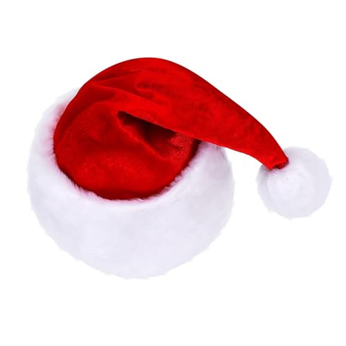 WATERBELINE Mütze, warm, dick, Plüsch-Kopfbedeckung, weiße pelzige Krempe, für Weihnachtsfeiern, Cosplay-Zubehör WATERBELINE Mütze, warm, dick, Plüsch-Kopfbedeckung, weiße pelzige Krempe, für Weihnachtsfeiern, Cosplay-Zubehör von WATERBELINE