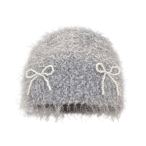WATERBELINE Strickmütze, Schleifen, Plüsch-Strickmütze, elegante Damenhut, bequemer Hut, ausgestellter Glitzer, Hut für Partys und lässige Looks WATERBELINE Strickmütze, Schleifen, Plüsch-Strickmütze, elegante Damenhut, bequemer Hut, ausgestellter Glitzer, Hut für Partys und lässige Looks von WATERBELINE
