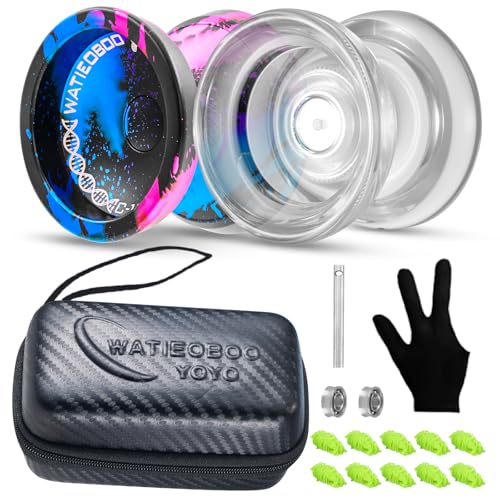 WATIEOBOO JoJo dual Purpose yo yo Professional Non-Responsive JoJo and Responsive JoJo, 6061 Aluminum Alloy yoyo and Plastic Crystal yoyo, yo-yo Accessories Package, JoJo Responsive， Yoyo Bearings von WATIEOBOO