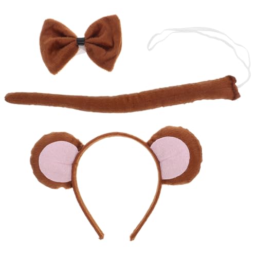 WATIIFUFU 1Satz Kostümset für Erwachsene Affen Ohr Stirnband mit und Fliege für Geburtstagsfeiern Cosplay und Halloween Tierische Verkleidung für Unvergessliche von WATIIFUFU