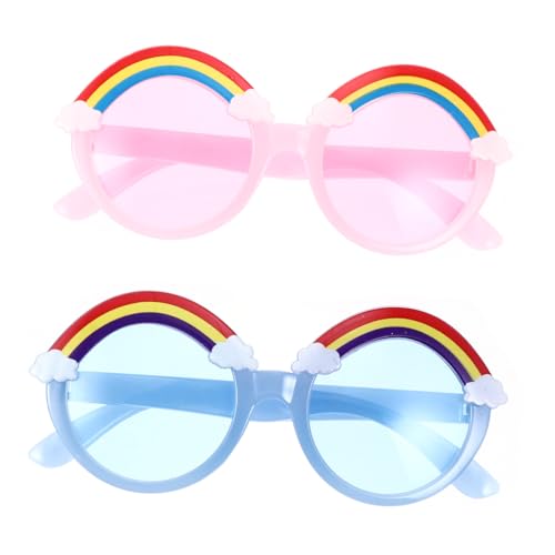 WATIIFUFU 2 Paare Sonnenbrillen Rundrahmen Bunte Dekorative Brillen Leicht und Bequem Für Partys Karneval und Alltag Rosa Blau von WATIIFUFU