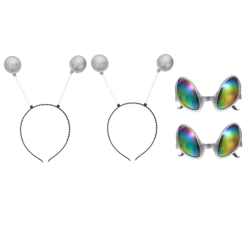 WATIIFUFU 2 Sätze Alien Kostüm Brille und Haarreif Teilig Silberner Rahmen mit Farbfolie Dekorativer Party Kopfschmuck für Festival Fasching Cosplay Foto Requisiten und Karneval WATIIFUFU 2 Sätze Alien Kostüm Brille und Haarreif Teilig Silberner Rahmen mit Farbfolie Dekorativer Party Kopfschmuck für Festival Fasching Cosplay Foto Requisiten und Karneval von WATIIFUFU