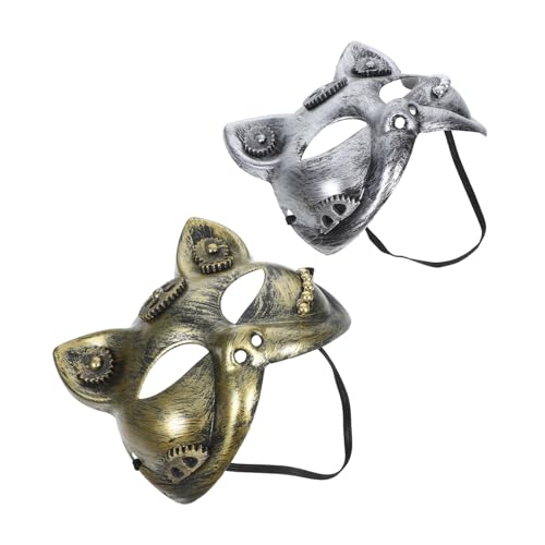 WATIIFUFU 2 Stück Steampunk-maskenmaske: Katze, Fuchs, Tier, Cosplay, Cyborg, Venezianische Maske, Katzenkostüm, Cosplay-party, Karnevalsball, Kopfbedeckung WATIIFUFU 2 Stück Steampunk-maskenmaske: Katze, Fuchs, Tier, Cosplay, Cyborg, Venezianische Maske, Katzenkostüm, Cosplay-party, Karnevalsball, Kopfbedeckung von WATIIFUFU