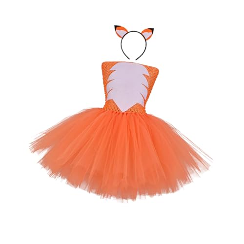 WATIIFUFU 2 Stück Teiliges Fox Kostüm Mädchen Jahre Bequemes Baumwollkleid mit Haarband Cosplay Party Kleid für Fasching Geburtstag Halloween Fotografie Verkleidungsspiel von WATIIFUFU