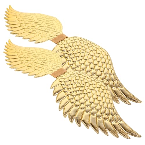 WATIIFUFU 2 Stück Teiliges Goldene Flügel Kostümzubehör für Bühnenauftritte Faschingskostüme Schutzengel Party Verkleidung Halloween Cosplay von WATIIFUFU
