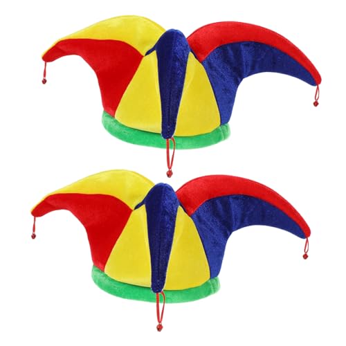 WATIIFUFU 2stücke Lustiger Clownhut Für Karneval Halloween Bunte Kopfbedeckung Für Erwachsene Für Kostümpartys Cosplay Maskeraden Praktisches Zubehör Für Unvergessliche Feiern von WATIIFUFU