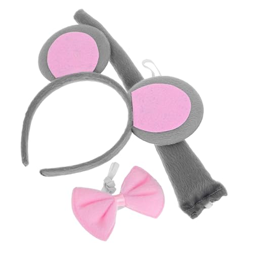WATIIFUFU 3 Stück Teiliges Mäusekostüm Set mit Weichem Stoff Inkl Stirnband mit Mäuseohren Schleife und Falschem Komfortabel und Langlebig für Halloween Party Cosplay und von WATIIFUFU