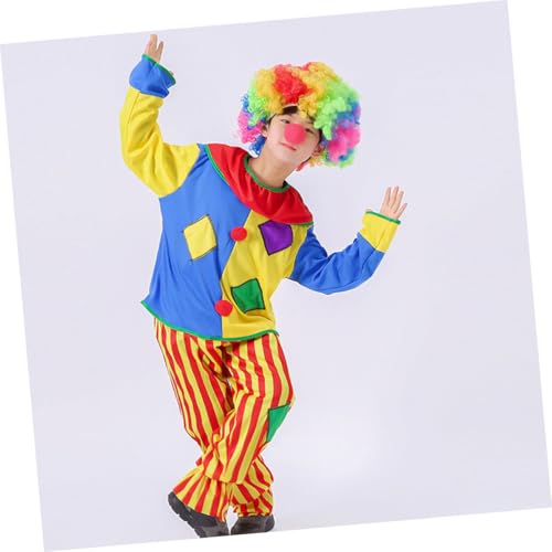 WATIIFUFU Clown Kostüm Zubehör mit Bunter Perücke Clownsnase Fliege und Handschuhen für Karneval Halloween Fasching Party Erwachsene von WATIIFUFU