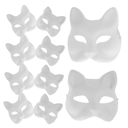 WATIIFUFU Masken Für Jungen Und Mädchen 10 Stück Blanko-masken Halloween-katzenmasken Maskenbastelmasken Unbemalte Tiermasken WATIIFUFU Masken Für Jungen Und Mädchen 10 Stück Blanko-masken Halloween-katzenmasken Maskenbastelmasken Unbemalte Tiermasken von WATIIFUFU