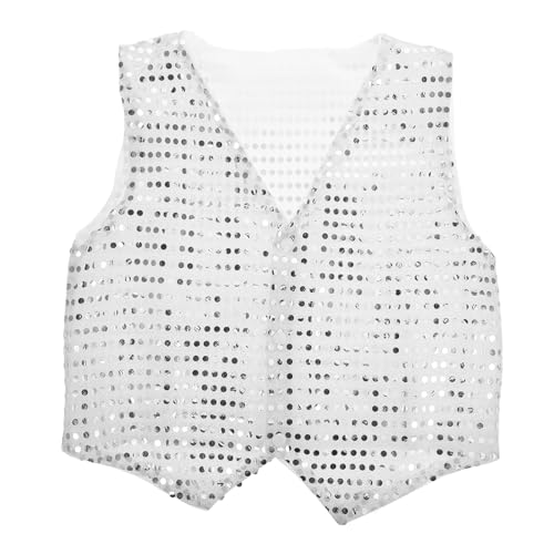 WATIIFUFU Jungen Und Mädchen Disco-paillettenweste Funkelnde Glitzerjacke Atmungsaktive Weste Für Tanzshows Jazz-dance-stil Unisex-performance-weste WATIIFUFU Jungen Und Mädchen Disco-paillettenweste Funkelnde Glitzerjacke Atmungsaktive Weste Für Tanzshows Jazz-dance-stil Unisex-performance-weste von WATIIFUFU