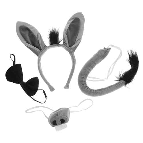 WATIIFUFU Esel Kostüm Set mit Eselsohren Haarreif und Fliege Elastisches Tier Accessoire für Geburtstag Halloween Karneval und Cosplay Süßes Verkleidungsspielzeug für Mädchen von WATIIFUFU