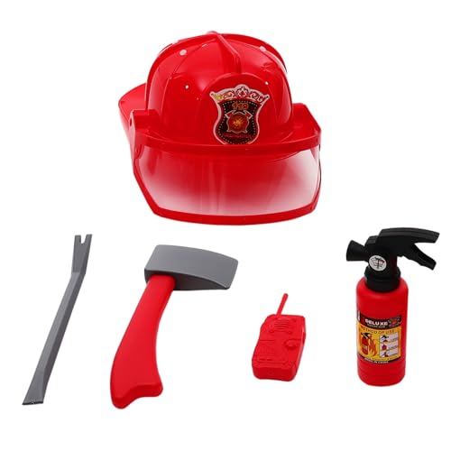 WATIIFUFU Feuerwehrkostüm mit Feuerwehrhelm und Zubehör Kindgerechtes Cosplay Verkleidungsspielzeug für Rollenspiele und Mottopartys Geeignet für Jahre von WATIIFUFU