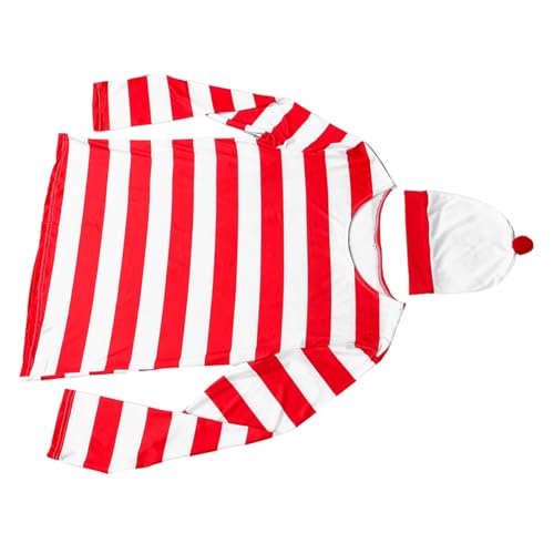 WATIIFUFU Halloween Cosplay Kostümset Xl Rot-weiß Gestreiftes Shirt mit Mütze Atmungsaktives Material Komfortabel für Erwachsene Männer Frauen Authentisches Charakterdesign für Halloween WATIIFUFU Halloween Cosplay Kostümset Xl Rot-weiß Gestreiftes Shirt mit Mütze Atmungsaktives Material Komfortabel für Erwachsene Männer Frauen Authentisches Charakterdesign für Halloween von WATIIFUFU