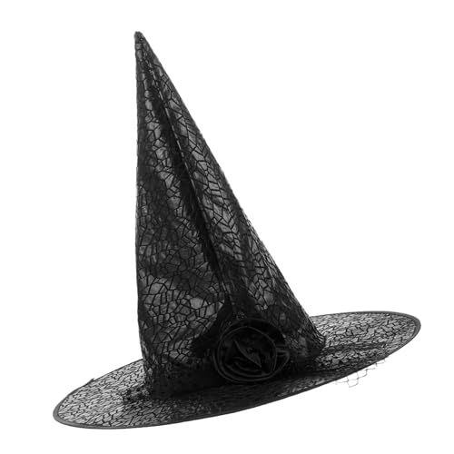 WATIIFUFU Halloween Hexenhut mit Schwarzer und Schleier Mesh spitzhut für Erwachsene und Bequeme Party halloween hexenkostüm Kopfbedeckung für Zauberer cosplay und Maskerade von WATIIFUFU