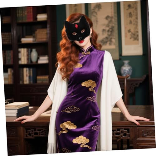 WATIIFUFU Halloween Katzenmaske Halbgesicht aus Detailliertes Katzen Design Wiederverwendbar Leichte für Damen Cosplay und Halloween Partys von WATIIFUFU