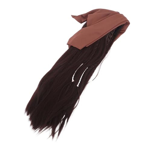 WATIIFUFU Halloween Piratenperücke Braun mit Kopftuch Realistisches Cosplay Haarteil für Männer und Frauen Vielseitiges Zubehör für Karneval Kostümpartys und Theater Authentischer von WATIIFUFU