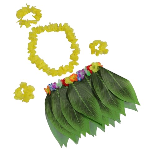 WATIIFUFU Hawaiian Grass Rock Damen und Herren Luau Party Kostüm mit Blumen Tropisches Leaf Skirt Outfit für Sommer Beach Festliche Hawaii verkleidung von WATIIFUFU