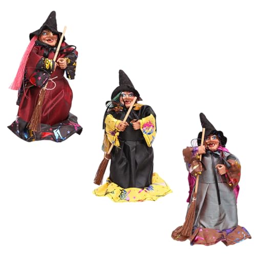 WATIIFUFU Teiliges Halloween Deko mit Besen Gruselige Partyfiguren in Gemischten Farben Langlebige Halloween Party Dekoration für Drinnen und Draußen von WATIIFUFU