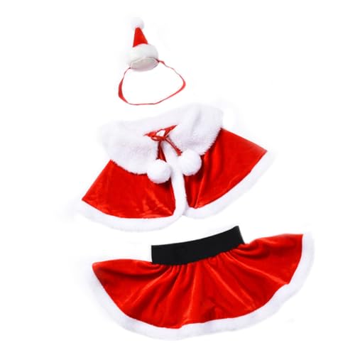 WATIIFUFU Weihnachtliches Cosplay Outfit Für ädchen 3 Teiliges Set Mit Rotem Weihnachtsmantel Und Kurzer Rock Für Festlichkeiten Und Karneval von WATIIFUFU