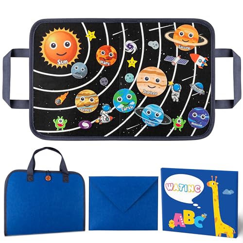 WATINC Busy Board Raumfahrt Filzbrett Tragbares Spielzeug 28 Stück Pädagogisches Montessori Sensorik Spielzeug für Kleinkinder Wiederverwendbar Einfach zu tragen Kindergeburtstagsgeschenk von WATINC