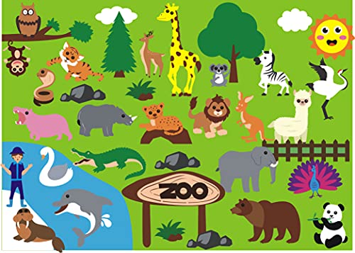 WATINC Filz Zoo Tafel Set 42 teilig Vorschule Wilde Dschungeltiere zum Geschichtenerzählen Flanellbrett Safari-Tiere frühe Lernspielzeug Lernspielzeug Geburtstagsgeschenk von WATINC