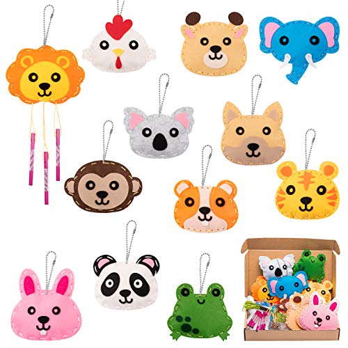 WATINC Animal Sewing Kit 12p Nähsets für Kinder Tiere Filz Nähzeug Ornamente Anfänger Nähpaket Kreative Indoor Aktivität der Schüler DIY Art Craft Geschenk für Jungen Mädchen von WATINC