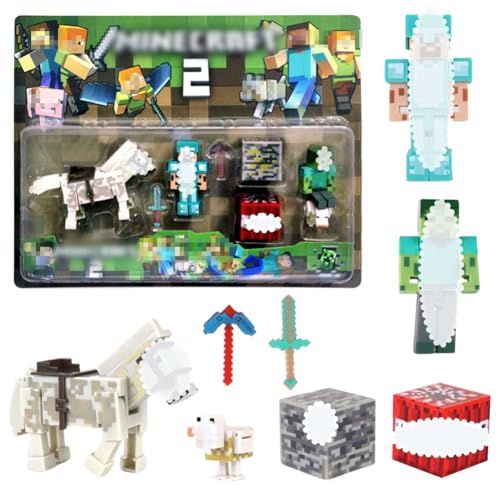 WAVATA 8 Stück Minecraft Figuren, Minecraft Spielzeug, Minecraft Figuren Steve, Enthält Charaktere, Tiere, Waffen, Erze, Actionfiguren zum Spielen und Sammeln, Kucheneinsatz, Minecraft Spielset WAVATA 8 Stück Minecraft Figuren, Minecraft Spielzeug, Minecraft Figuren Steve, Enthält Charaktere, Tiere, Waffen, Erze, Actionfiguren zum Spielen und Sammeln, Kucheneinsatz, Minecraft Spielset von WAVATA