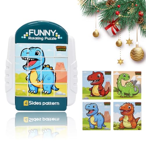 Drehbares 3D Puzzle 16 Teile Kinder, 4 in 1 Drehbares Puzzle, Geduldspiele Lernspielzeug Motorikspielzeug, Drehbares Puzzle Kinder für Jungen Mädchen 3 4 5 6 Jahre Kinder (Dinosaurier) von WAVATA