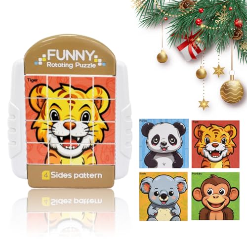 Drehbares 3D Puzzle 16 Teile Kinder, 4 in 1 Drehbares Puzzle, Geduldspiele Lernspielzeug Motorikspielzeug, Drehbares Puzzle Kinder für Jungen Mädchen 3 4 5 6 Jahre Kinder (Tiere) von WAVATA
