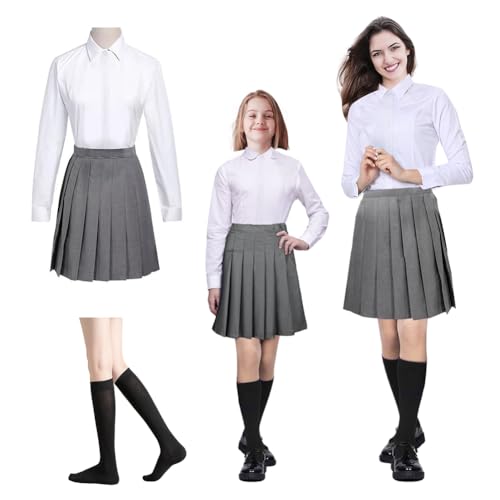 WAVATA Zauberer Set Bluse Rock Krawatte Striped Tie Socken für Kinder Erwachsene Zubehör Set zum Fasching Karneval Halloween Geburtstag Themensparty Mädchen Damen Faltenrock (Damen-XXL) WAVATA Zauberer Set Bluse Rock Krawatte Striped Tie Socken für Kinder Erwachsene Zubehör Set zum Fasching Karneval Halloween Geburtstag Themensparty Mädchen Damen Faltenrock (Damen-XXL) von WAVATA
