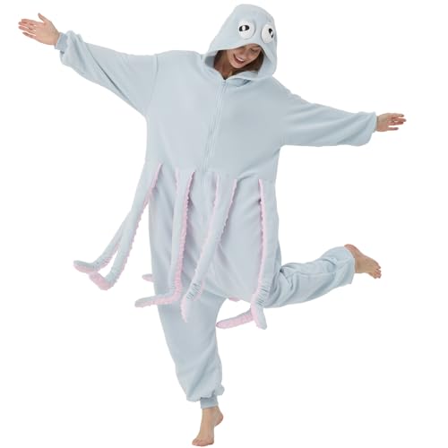 WAWRTOU Oktopus-Einteiler-Pyjama für Erwachsene, gemütliches Meerestier-Kostüm, Halloween, Cosplay, Oktopus, einteiliger Overall WAWRTOU Oktopus-Einteiler-Pyjama für Erwachsene, gemütliches Meerestier-Kostüm, Halloween, Cosplay, Oktopus, einteiliger Overall von WAWRTOU