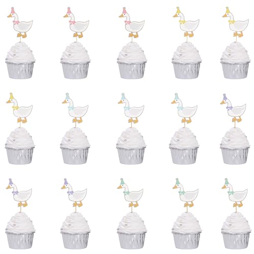 15 x alberne Gänse-Cupcake-Topper – alberne Gänse-Kuchendekorationen, niedliche Tiermottoparty-Foto-Requisiten, alberne Gänse-Foto-Requisiten, Blumen-Rasen, süßes Tier-Partyzubehör 15 x alberne Gänse-Cupcake-Topper – alberne Gänse-Kuchendekorationen, niedliche Tiermottoparty-Foto-Requisiten, alberne Gänse-Foto-Requisiten, Blumen-Rasen, süßes Tier-Partyzubehör von WAWUO