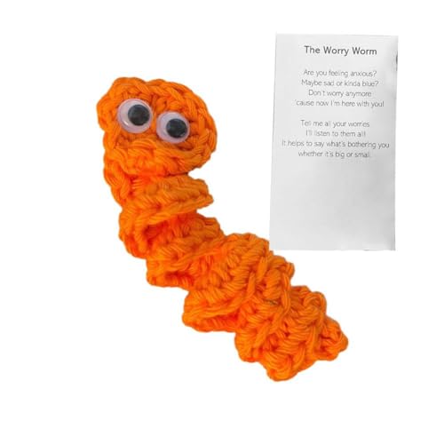 WAXCMXYH Emotional Support Worm Crochet Positive Worm Crochet Gift with Card Funny Crochet Handmade Token Hug Pocket Gift von WAXCMXYH