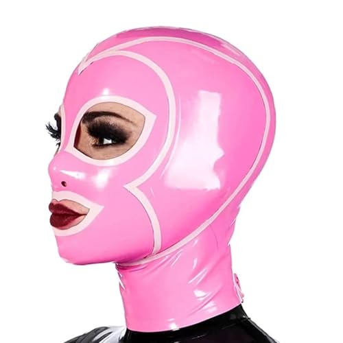 WBAODAN Handgefertigte Latexhaube für Erwachsene mit Kapuze und Reißverschluss hinten für Halloween-Party-Club-Tanze(Size:XS-60CM) von WBAODAN