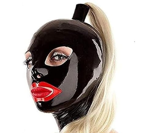 WBAODAN Handgefertigte Latexhaube für Erwachsene mit Kapuze und Reißverschluss hinten für Halloween-Party-Club-Tanzen(Size:S-53CM,Color:golden) von WBAODAN