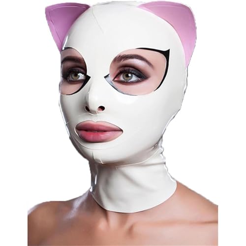 WBAODAN Latexhaube Für Erwachsene Mit Reißverschluss Auf Der Rückseite Geeignet Für Halloween-party-rollenspiele(Size:XL-70CM) von WBAODAN