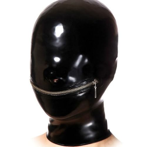 WBAODAN Latexmaske Gummihaube für Erwachsene Halloween Cosplay Latexhaube mit Sichtbarem Reißverschluss auf der Rückseite(Size:L-60CM) von WBAODAN